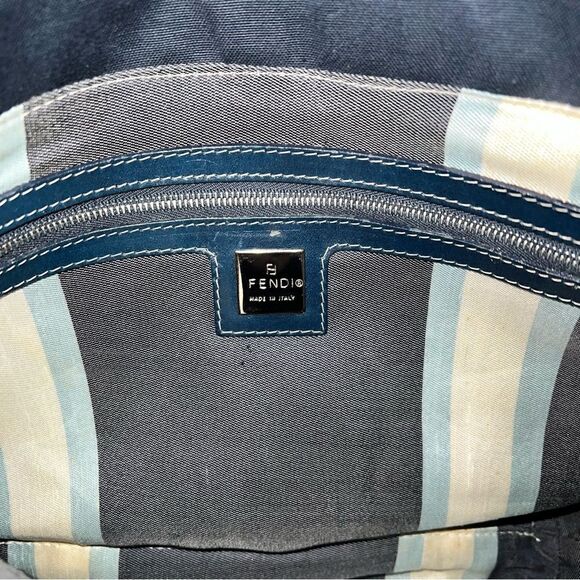 Fendi Navy Blue Canvas Tote Leather Straps AUTHENTIC Great condition Dust Bag - Picture 12 of 15